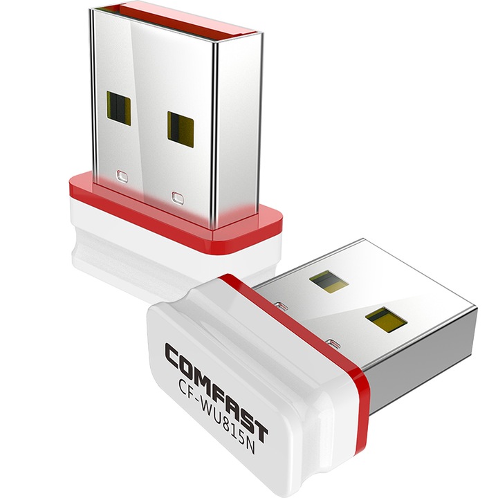 Комплект от 2 безжични WiFi адаптера, COMFAST CF-WU815N, 150Mbps, Червен/Бял