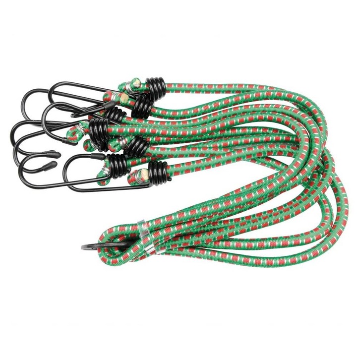 Set 4 cordeline elastice, Vorel 82301, lungime 80 cm, diametru 8 mm, culoare verde