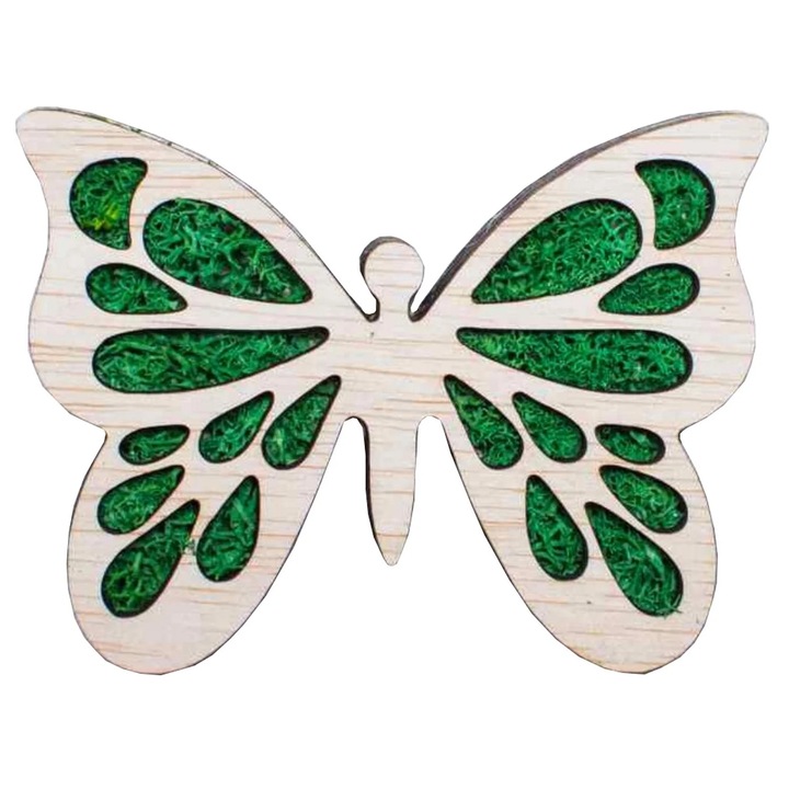 Decor Fluture HH1530 din lemn cu Licheni 12x9 cm