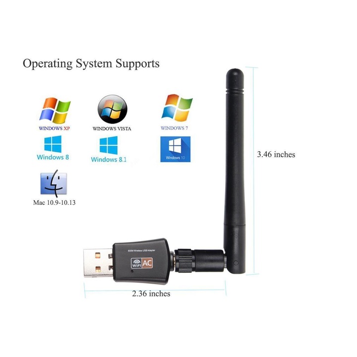 Mini Adaptor Wi-Fi USB WODESYS WD-4505AC, 600Mbps, Dual Band, Portabil, Hotspot Wi-Fi
