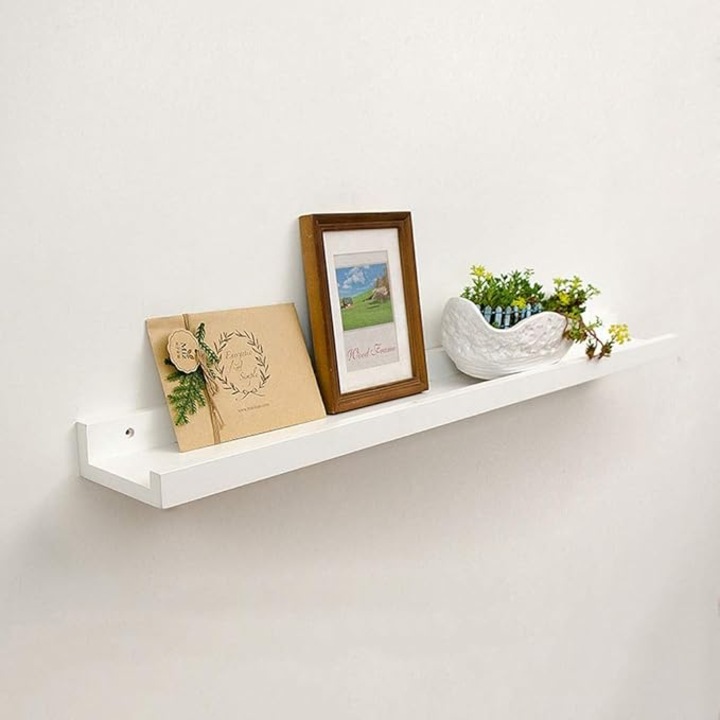 Polita din MDF alba, feronerie inclusa, 55x12 cm