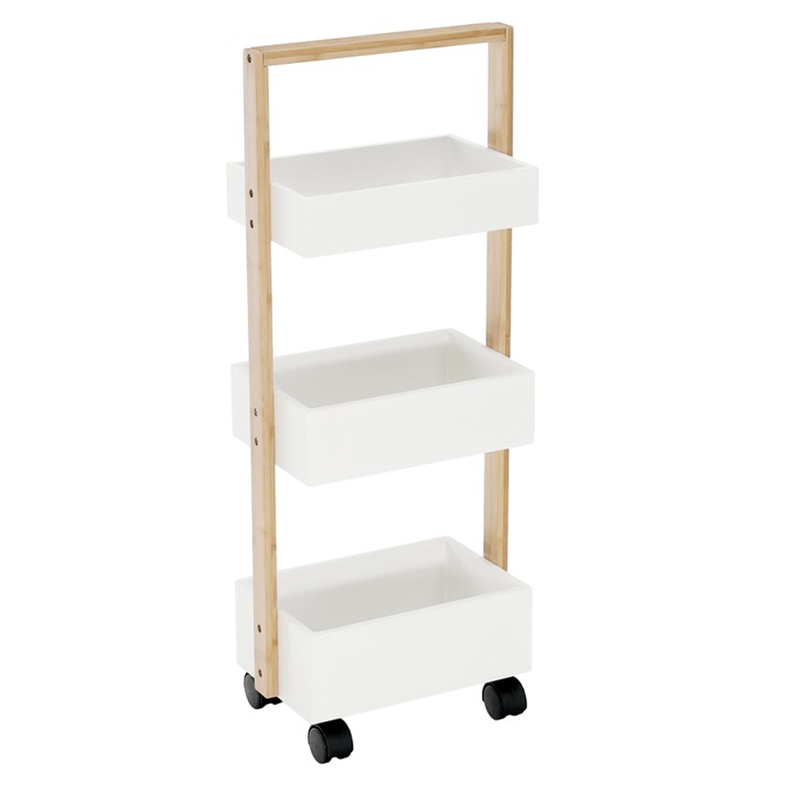 Рафт 3 рафта мдф бял естествен бамбук Arto 30x18x75 см