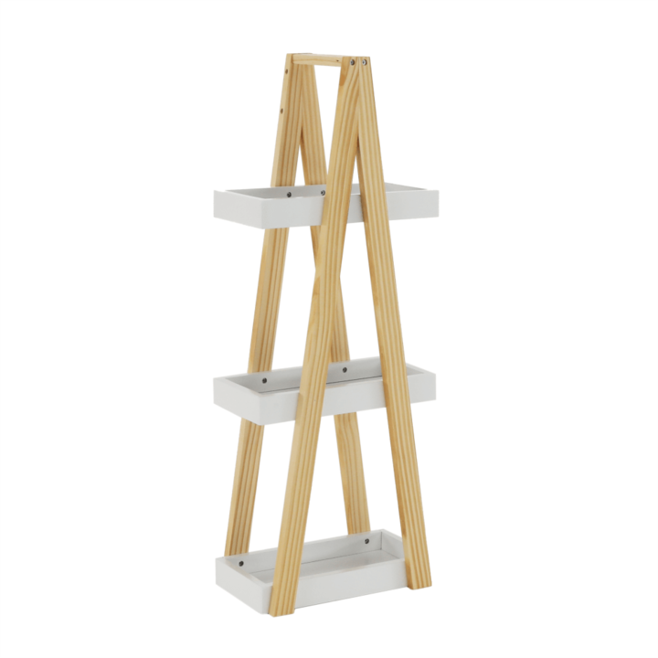Етажерка 3 рафта мдф бяло естествено дърво Arven 30x18x80.5 см