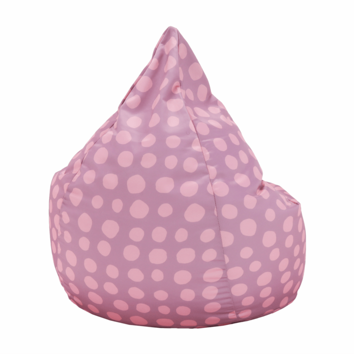 Fotoliu Puf DacEnergy©, confectionat din material textil, umplut cu bilute de polistiren, 75x110x75 cm, cu model, violet si roz