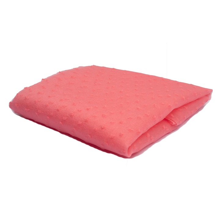 Tesatura organza, fel cu buline brodate, Culoare Coral, dimensiune 50 cm x 150 cm