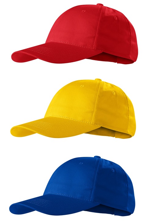 Set 3 sepci unisex Piccolio Sunshine Mix 1, 100% bumbac, marime universala, culori in set rosu, galben, albastru