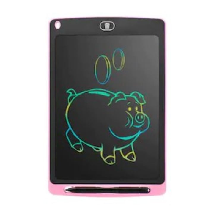 Цветен цифров таблет LCD Панел, 10 инча, за писане и рисуване, 27 см, розов, 3 години+