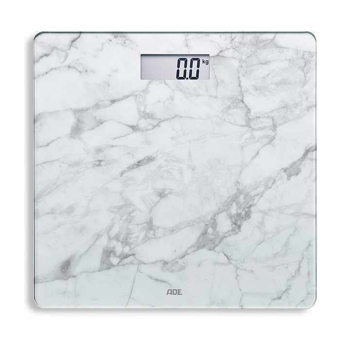 Кантар ADE BE1711 Aurora, Електронен, LCD екран, Мраморен модел, Бял
