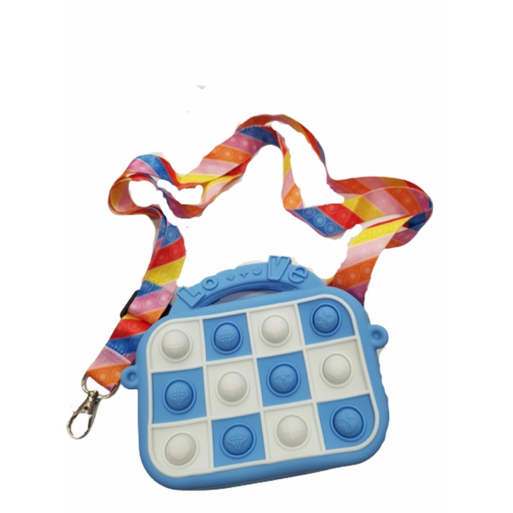 Pop it táska, szilikon, kék, 10x8 cm