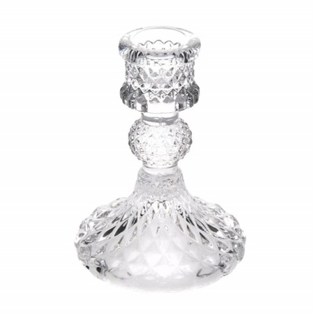 Suport pentru lumanare Pufo Ellegant din sticla, 10 cm, transparent