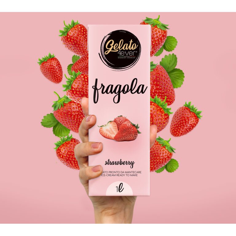 Mix inghetata Gelato 4ever, aroma capsuni, 100 lapte de vaca natural