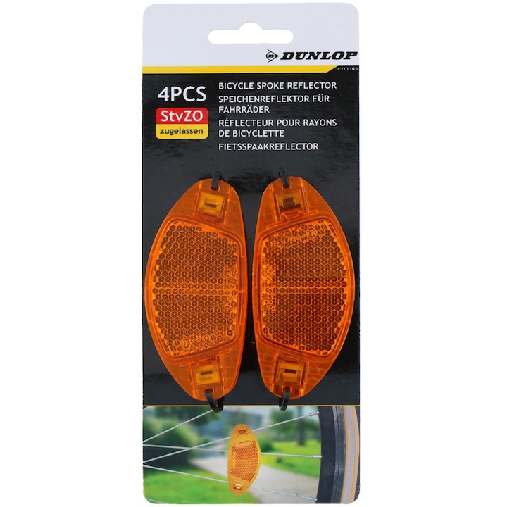 Dunlop Kerékpár fényvisszaverő küllőre K-mark 4db ABS 80x36x8mm,13g/db, TOC