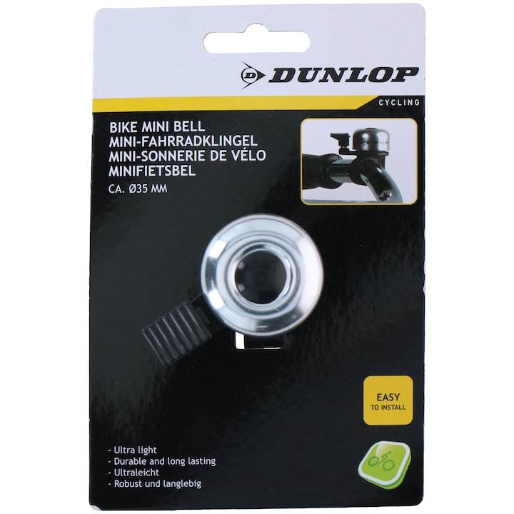 Dunlop Kerékpár csengő mini fekete/ezüst 35mm 2féle ALU toc 20gr