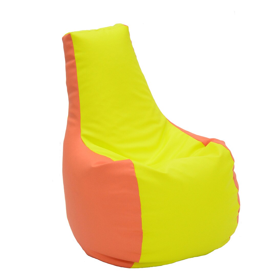 Fotoliu para Pufrelax Sunlounger - Orange & Yellow (piele eco) umplut cu perle polistiren