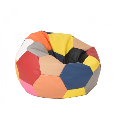 Fotoliu pentru copii (3-10 ani) Minge Telstar Junior - Mozaic (piele eco) umplut cu perle polistiren (fotoliu minge marca Pufrelax) Fabricat in Romania