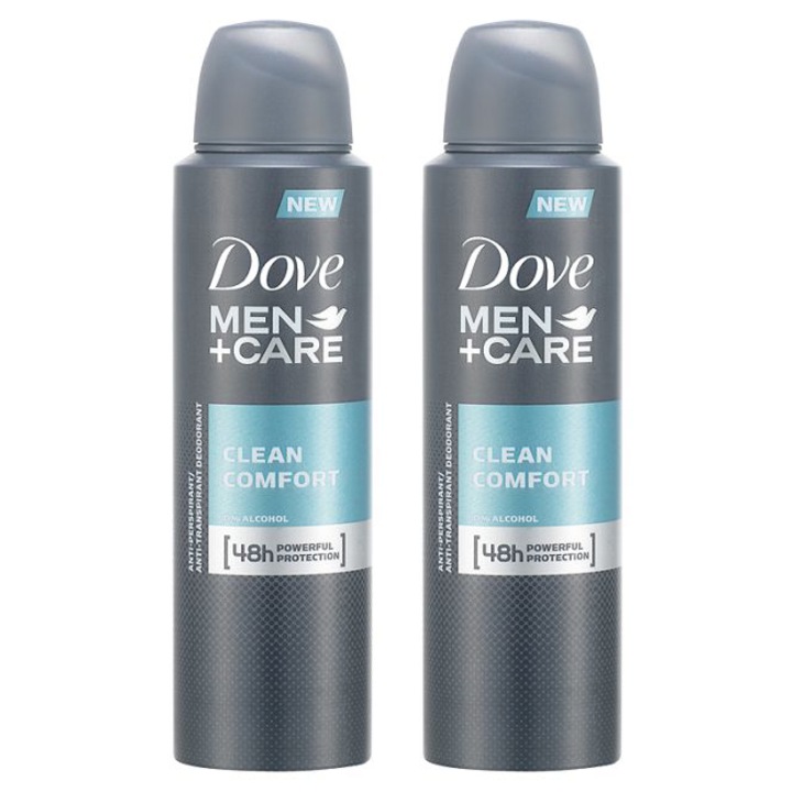 Dove Clean Comfort dezodor spray férfiaknak, 150 ml x 2