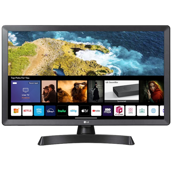 LG 24TQ510S-PZ Smart monitor, 24" VA, HD ready, 1366x768, webOS, AirPlay, Bluetooth, WiFi, képernyőmegosztás, HDMI, USB 2.0, hangszóró, fekete