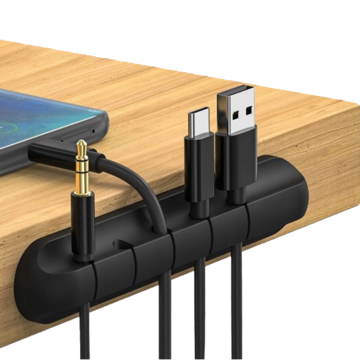 Залепващ кабелен органайзер за 5 проводника, черен