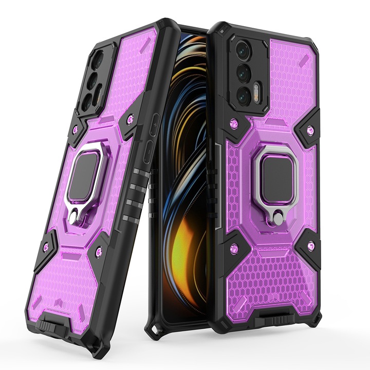 Калъф за телефон Realme GT 5G, Honeycomb Armor, Techsuit, розово-виолетов