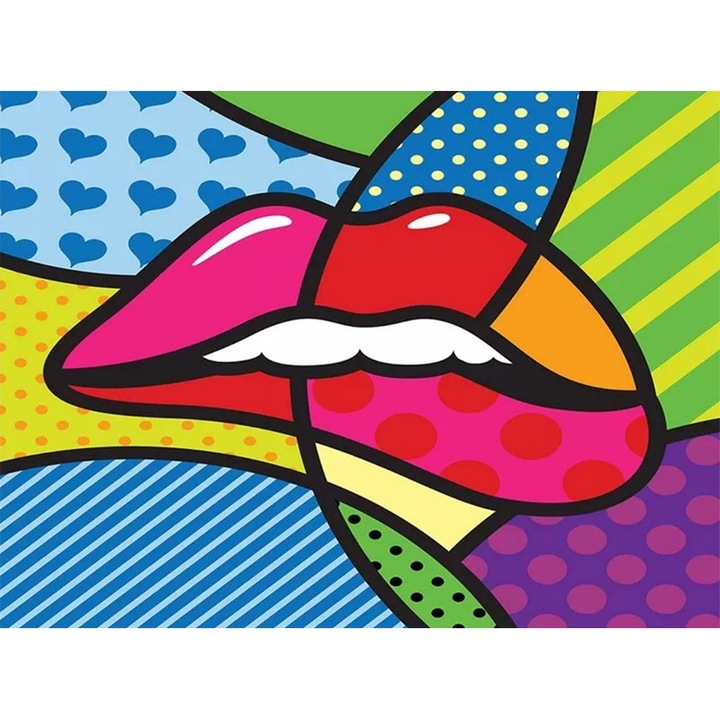 Set pictura cu diamante 5D, OSPE, Model buze, 24.8x34.8 cm, Multicolor