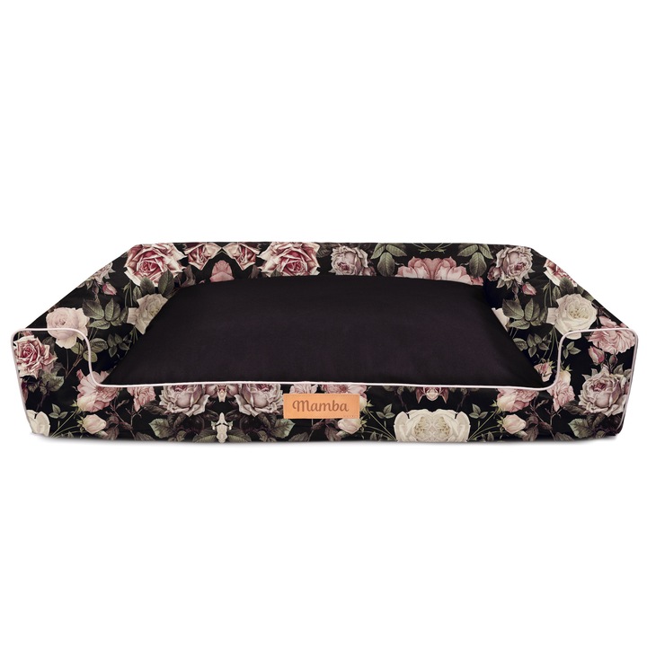 Culcus pentru caini, negru cu trandafiri, Petsen, XXL