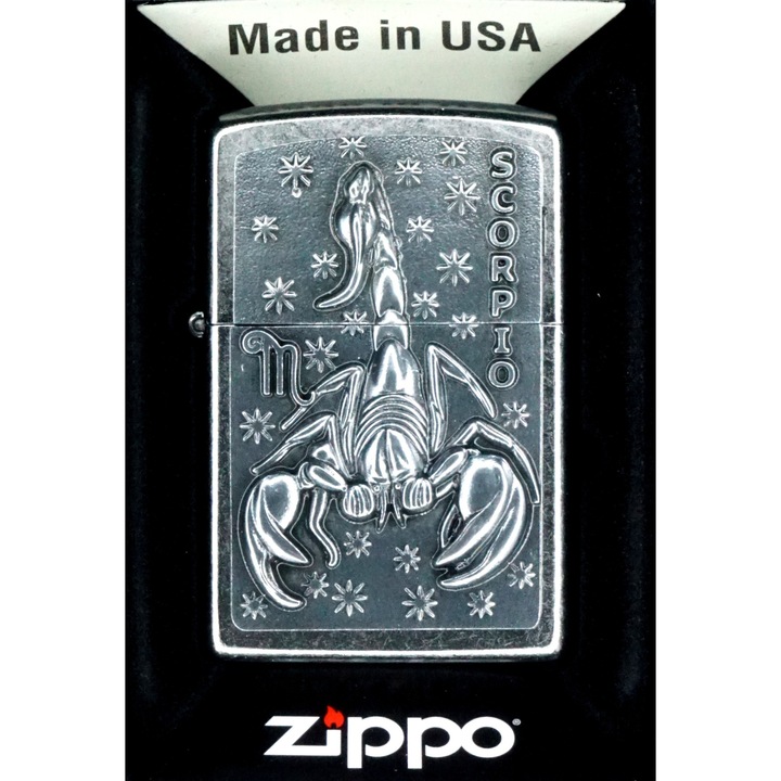 Bricheta metalica, Zippo, Model Scorpio, Metal, Argintiu