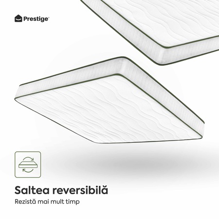 Saltea ortopedica, Prestige, Fresh Ergo Green Line, 190x80x16 cm, Spuma Poliuretanica, Reversibila, Hipoalergenica, Ferma