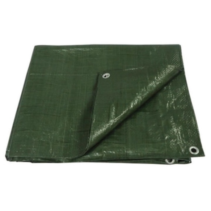 Prelata impermeabila, 10x12m, densitate 65g/m², inele de prindere, culoare verde