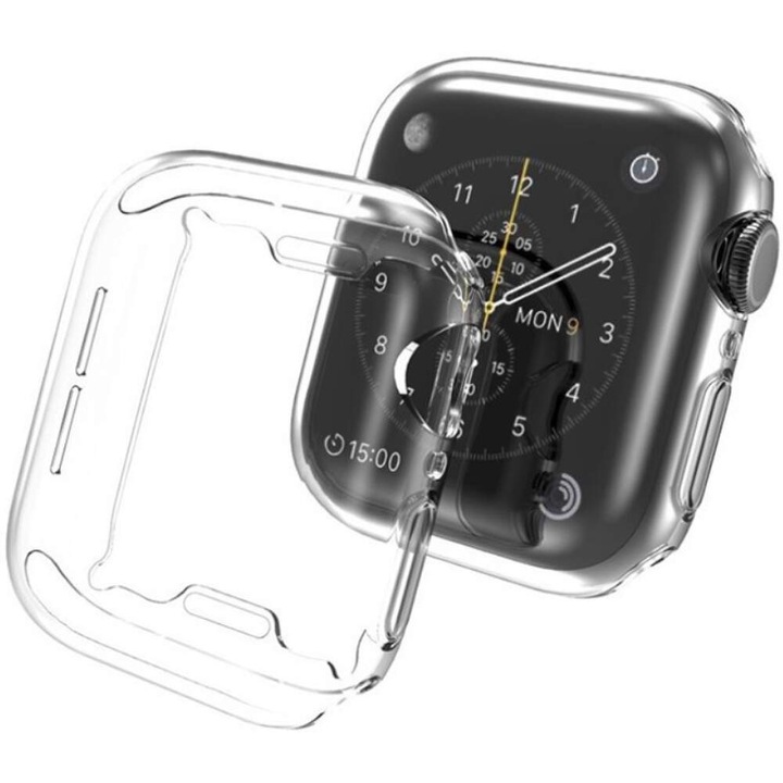 360 szilikon védőburkolat készlet Apple Watch 7-hez, 41 mm, 2 db, Átlátszó