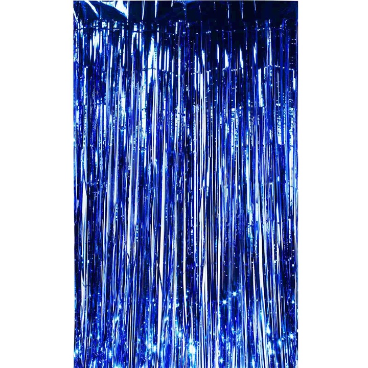 Декоративна завеса It's Party Time от синьо метално фолио 100 х 200 см за рожден ден