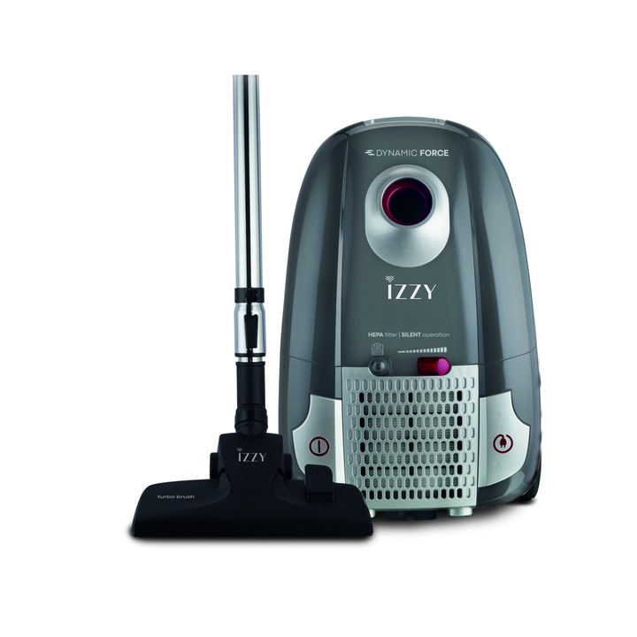 Aspirator cu sac, Dynamic Force Κ1, Izzy, Cu filtru HEPA13 lavabil, sac de 4Lt capacitate sac si indicator de schimbare