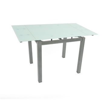Masa bucatarie din sticla, MB-14, extensibila Alb Masa bucatarie din sticla, MB-14, extensibila Alb