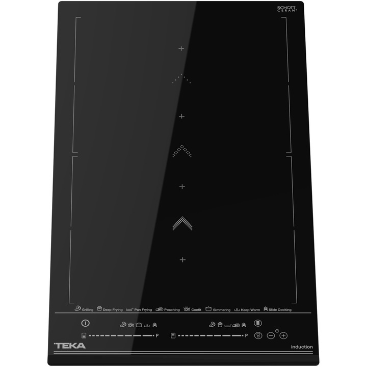 Plita incorporabila Teka IZS 34700, Inductie, 2 zone de gatit, Slide Cooking, Control Touch, Timer, 30 cm, Negru