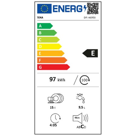 Masina de spalat vase Teka DFI 46950, 15 seturi, 9 programe, SmartSensor, DualCare, Clasa E, 60 cm