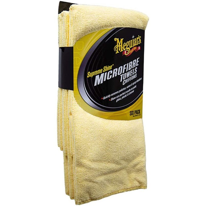 Кърпи за почистване на повърхности Meguiar's Supreme Shine Microfiber Towel EU, Микрофибър, Премахване на лак, Вакса, 6 броя, 40 x 63 см