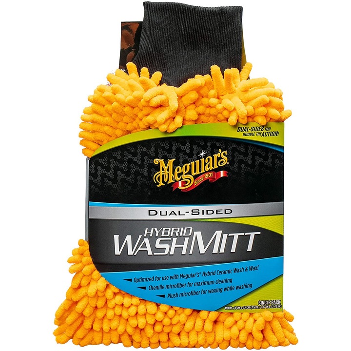 Ръкавица за измиване на автомобил Meguiar's Hybrid Wash Mitt EU, С две лица, 19 x 3 x 32 см