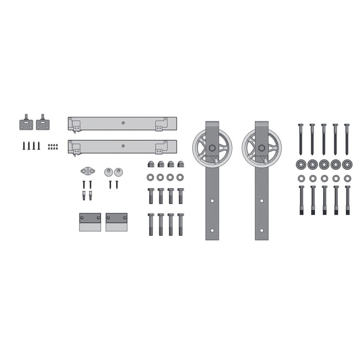 Kit de montare pentru usi glisante cu sina GTV, Barn Door Loft, Otel/Plastic, 2 m, Negru