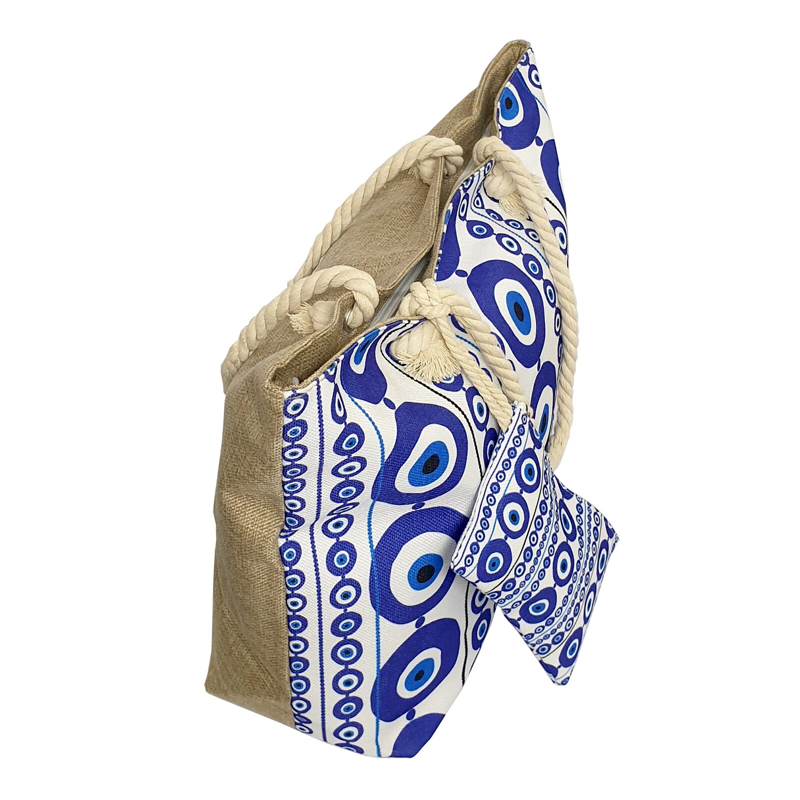 Голяма плажна чанта, с портфейл и вътрешен джоб KD605 - eMAG.bg