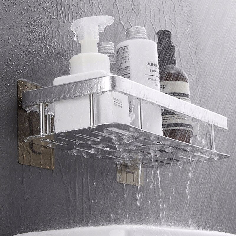 Set 2 rafturi baie, Aluminiu, 31.5x13.5x5 cm, Argintiu - eMAG.ro