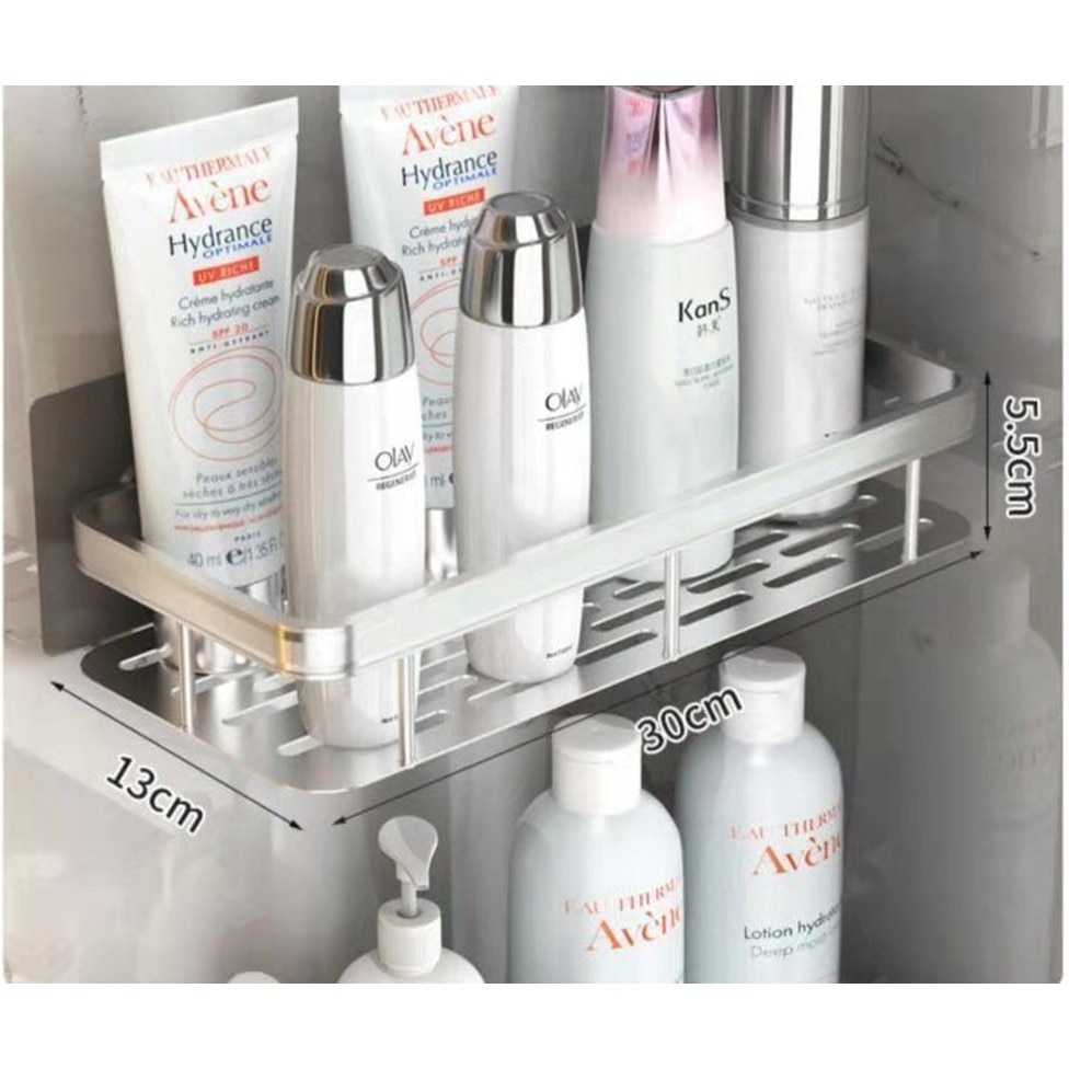 Set 2 rafturi baie, Aluminiu, 31.5x13.5x5 cm, Argintiu - eMAG.ro