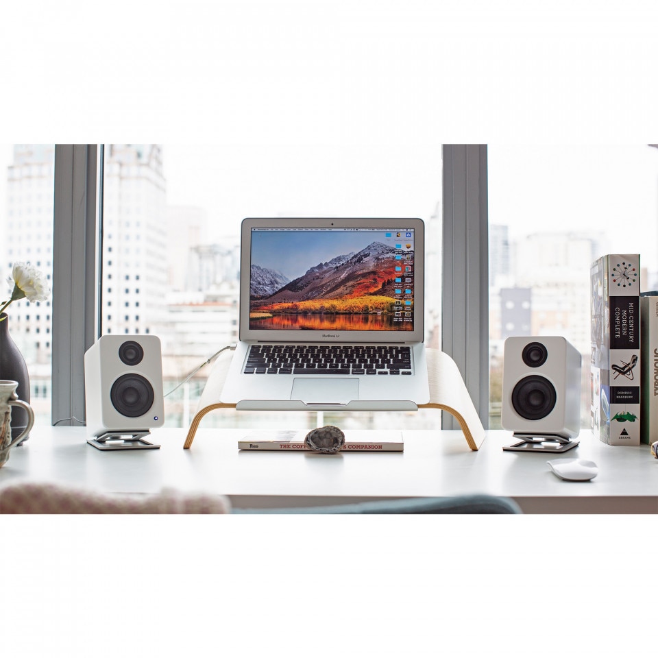 Set 2 Boxe active Kanto YU2 Alb Mat, 50W RMS, DAC USB, difuzoare Kevlar