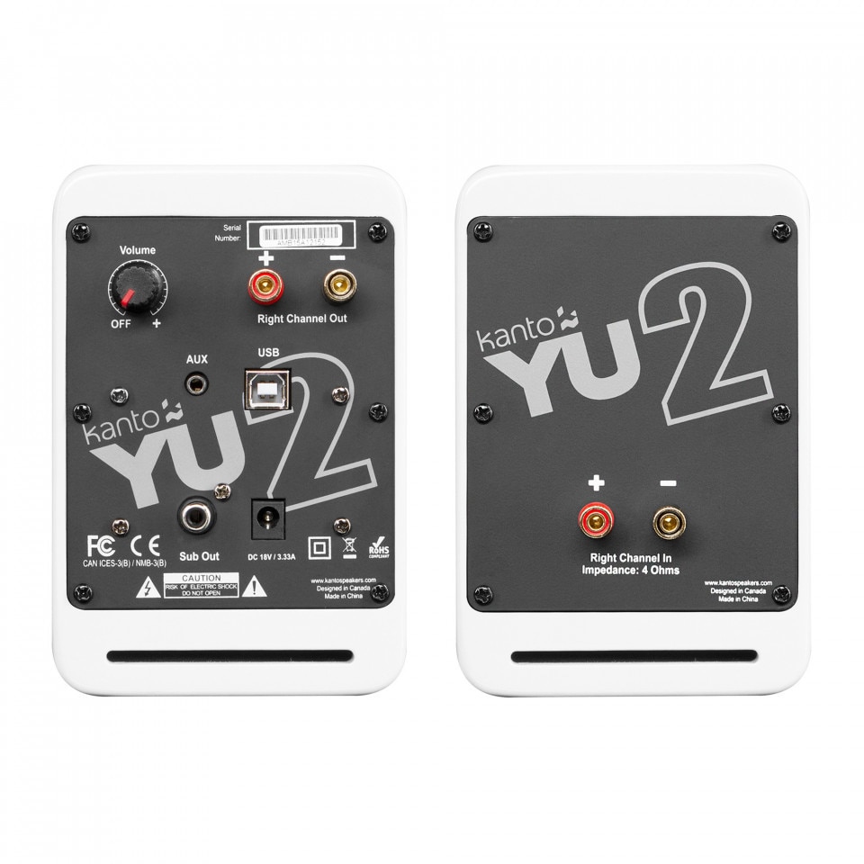 Set 2 Boxe active Kanto YU2 Alb Mat, 50W RMS, DAC USB, difuzoare Kevlar