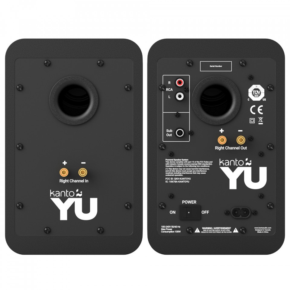 Set 2 Boxe active Kanto YU Negru Mat, 70W RMS, Bluetooth aptX, difuzoare Kevlar