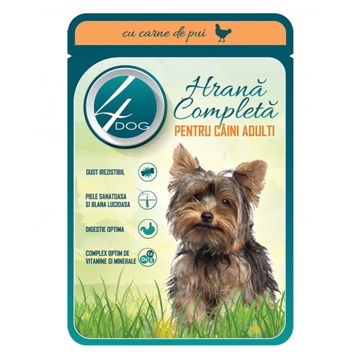 Мокра храна за кучета 4 Dog, с Пиле, 100 гр