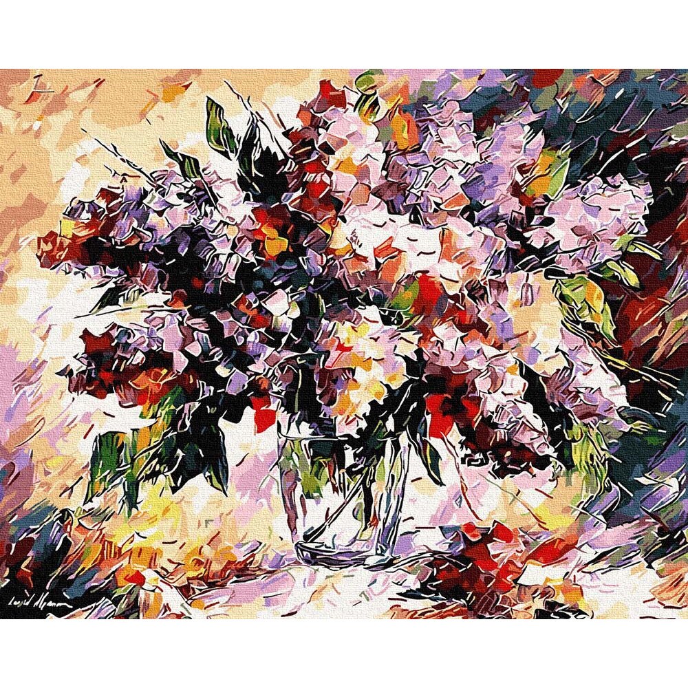 Set Pictura Pe Numere Cu Sasiu Buchet De Liliac Leonid Afremov 40x50 Cm Emagro 