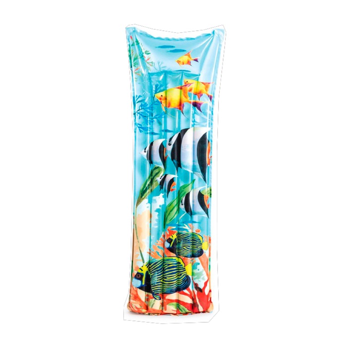 Saltea gonflabila, pentru piscina, 183 x 69 cm, din PVC de inalta calitate, ecologic, albastru cu pesti