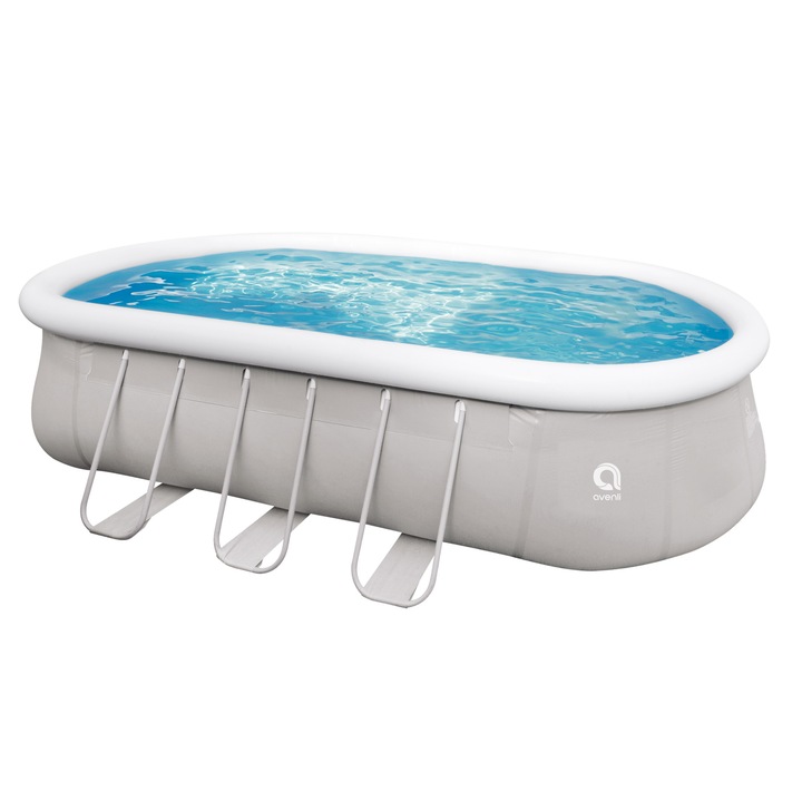 Set piscina gonflabila ovala cu scara, JLeisure, PVC, 1 inel, 16548 l, 610x360x122 cm