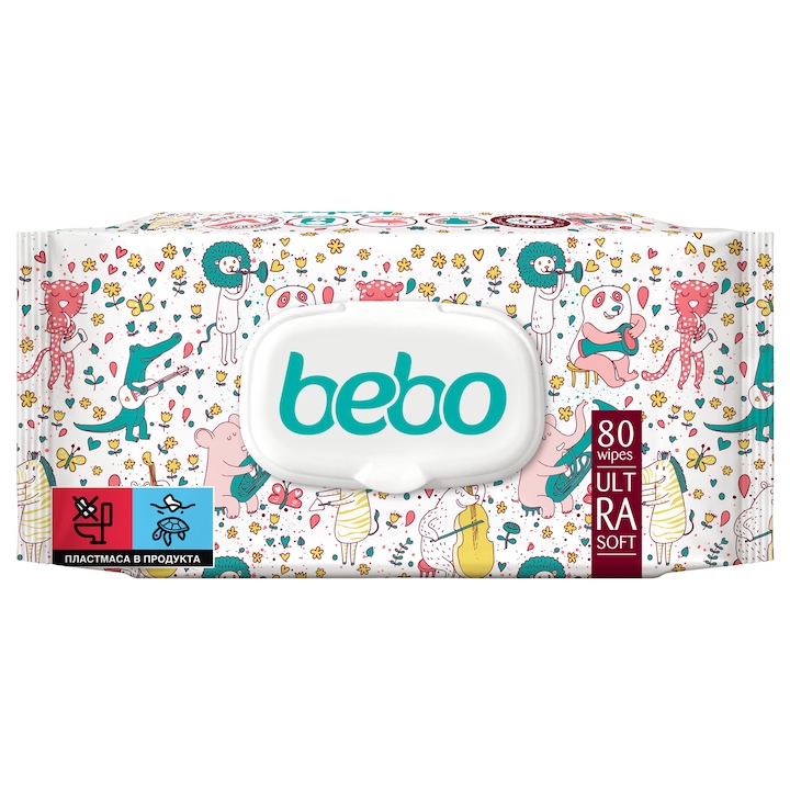 Влажни кърпички Bebo, Ултра софт, 80 бр