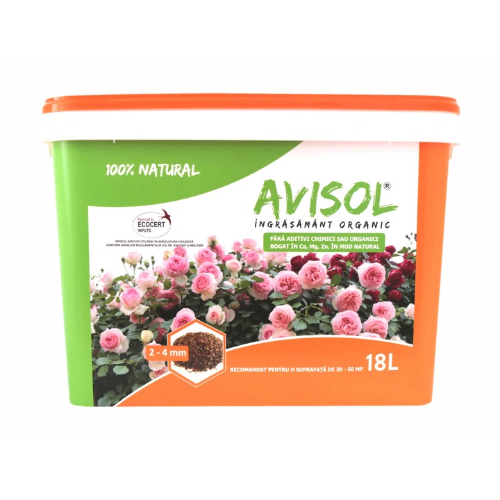 Ingrasamant organic, universal, Avisol, 2 - 4 mm, 18 L, aplicare usoara pe orice suprafata