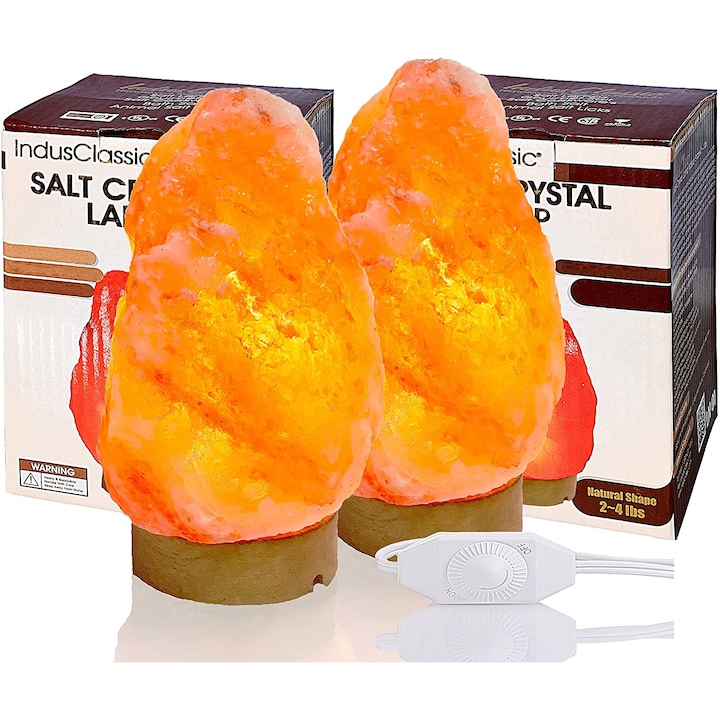 Комплект 2 лампи от хималайска сол Flyme, 16-18 см, 2-3 кг, 15W, Оранжев
